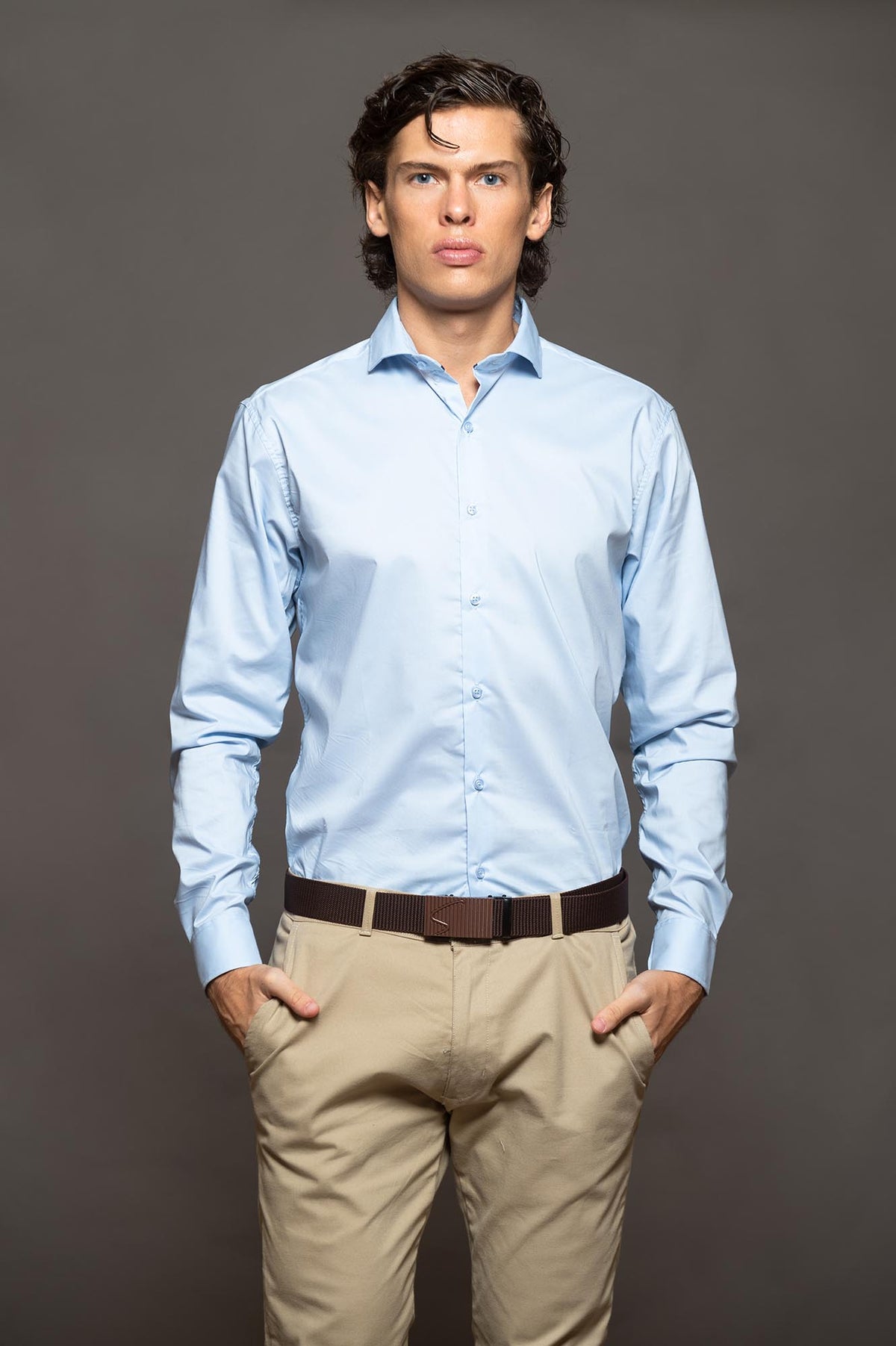 CAMISA SKINNY SUPER PREMIUM CELESTE