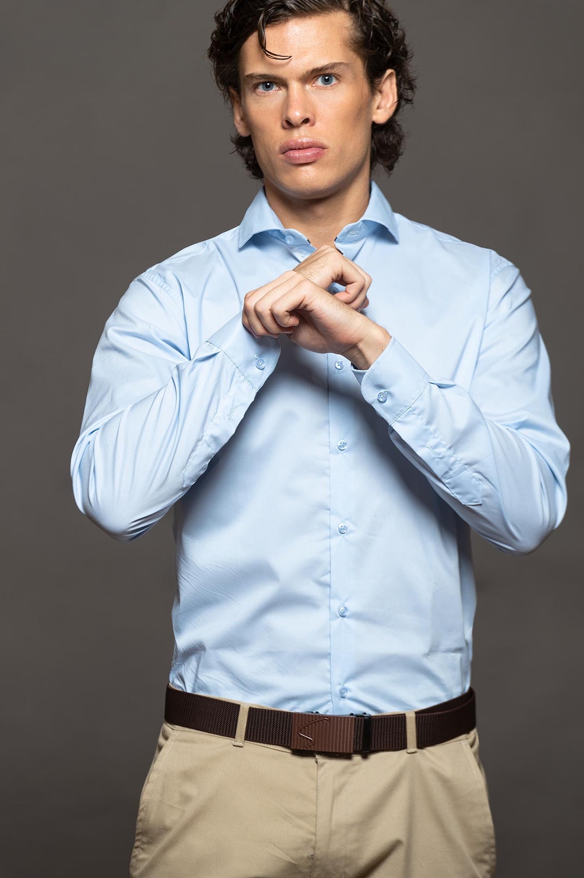 CAMISA SKINNY SUPER PREMIUM CELESTE