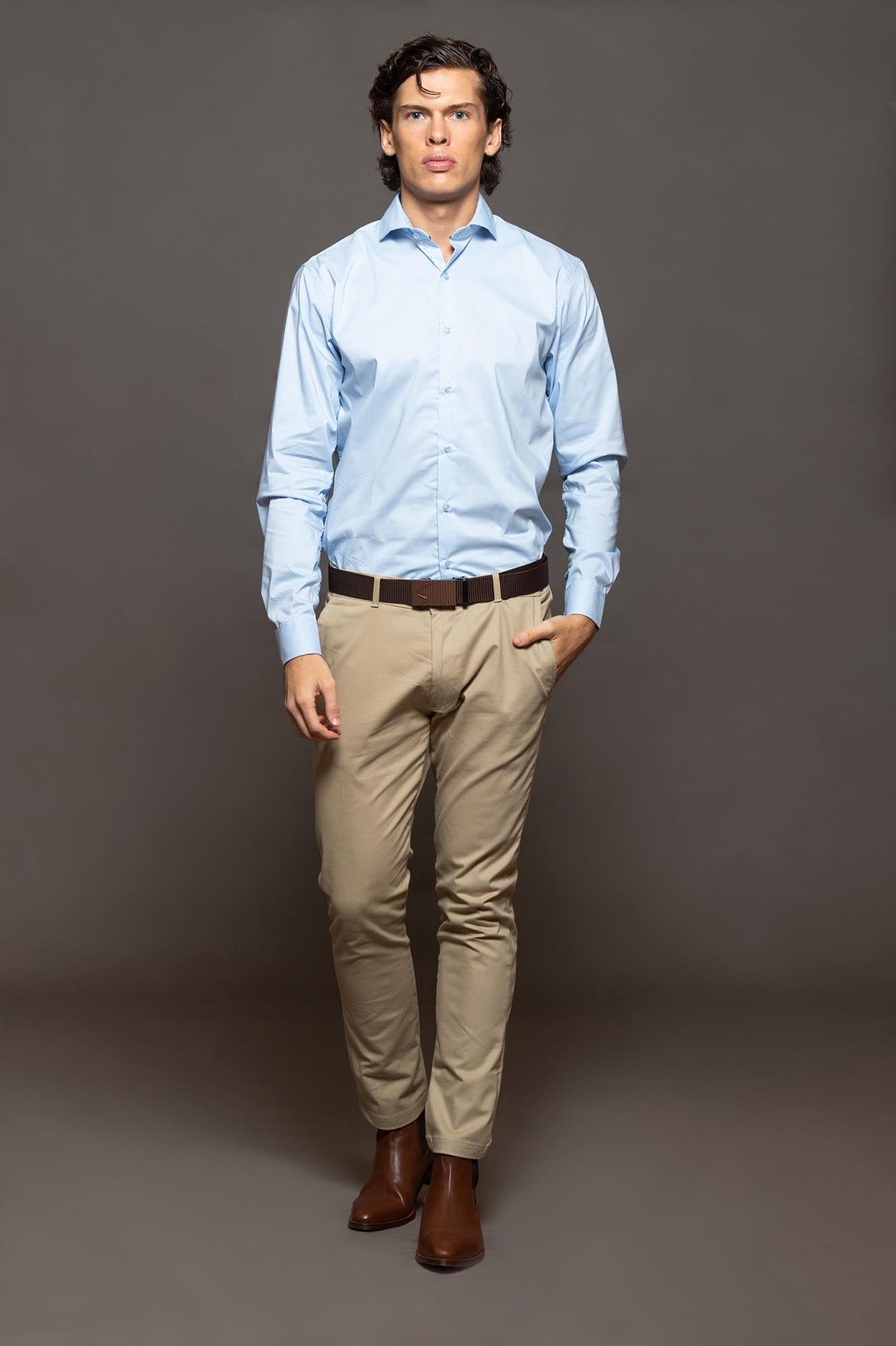 CAMISA SKINNY SUPER PREMIUM CELESTE