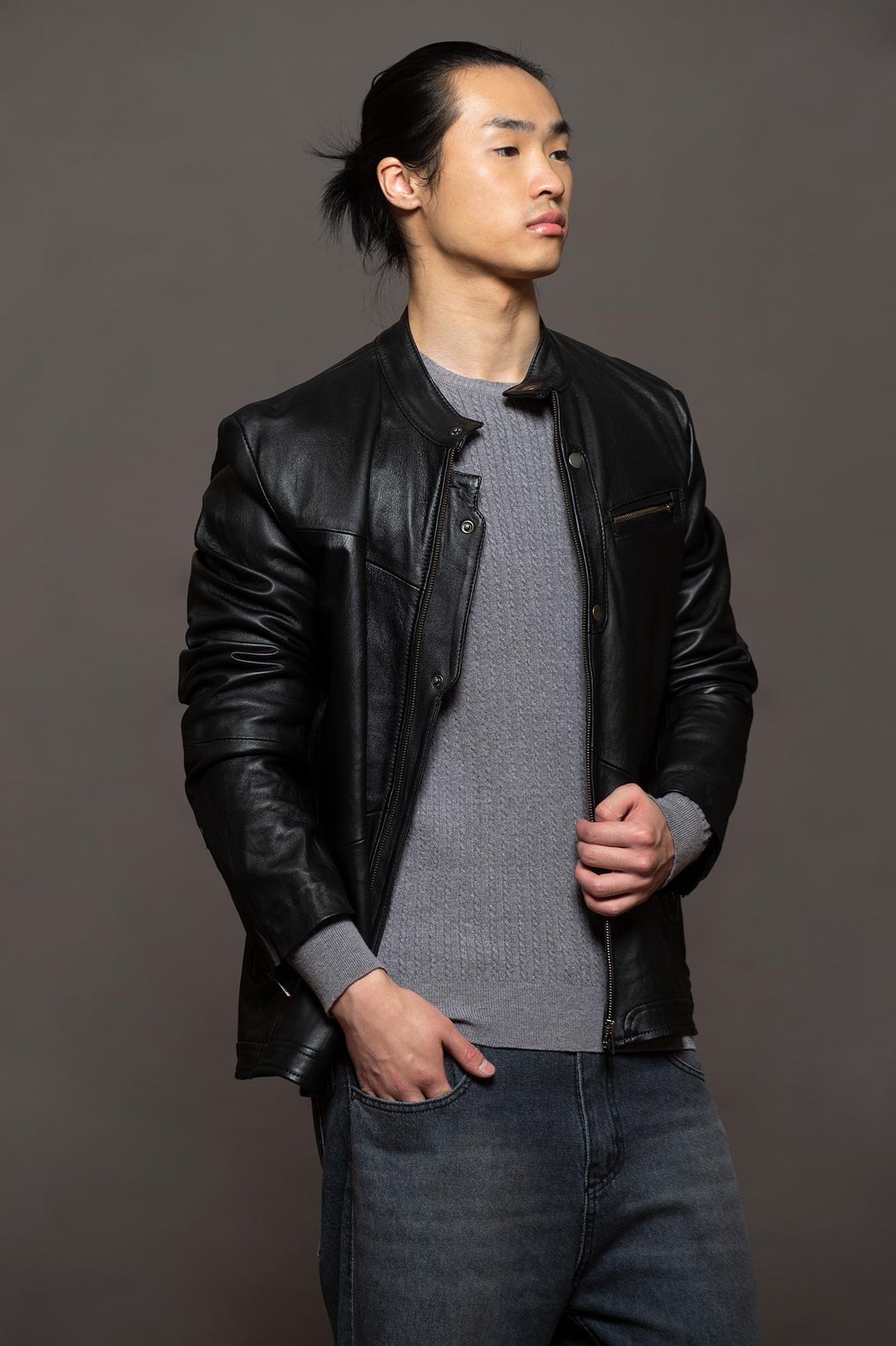 CAMPERA CUERO CAMDEN NEGRO