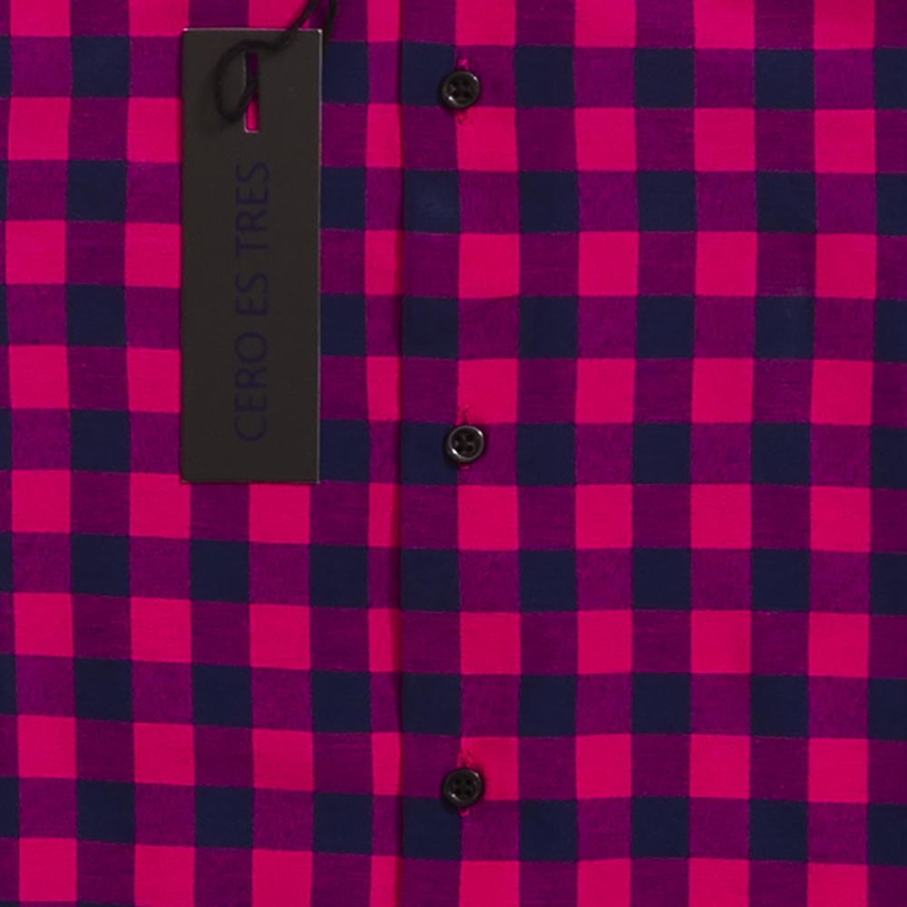 CAMISA DAMERO SKINNY PREMIUM FUCSIA