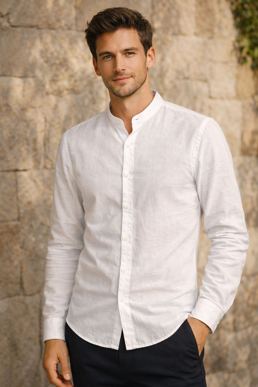 CAMISA MAO LINO THAI BLANCO